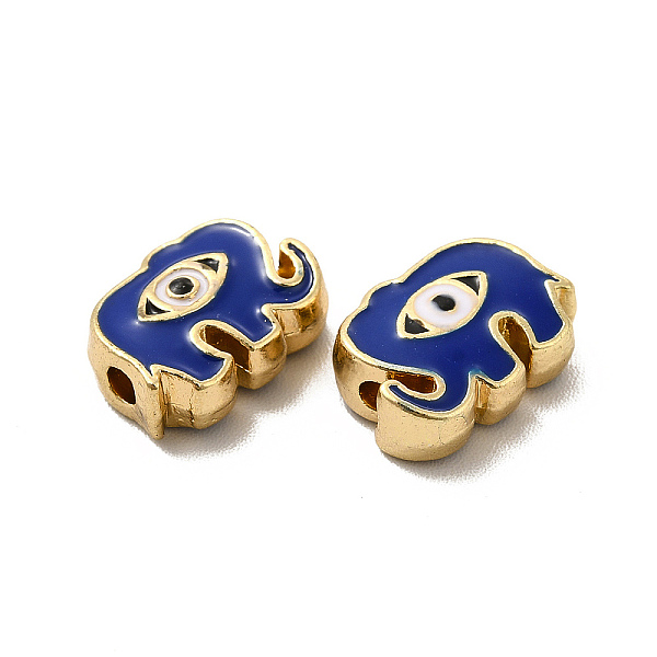 

PandaHall Alloy Enamel Beads, Elephant with Evil Eye, Light Gold, Dark Blue, 8.5x12x4mm, Hole: 1.8mm Alloy+Enamel Elephant