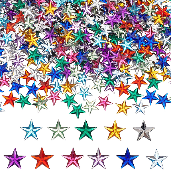 PandaHall BENECREAT 1320pcs 11 Colors Flatback Acrylic Rhinestones Star, Flat Back Crystal Rhinestones for Crafts, Costumes, Cosplay...