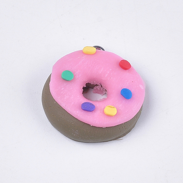 

PandaHall Handmade Polymer Clay Pendants, with Iron Findings, Donut, Platinum, Pearl Pink, 25.5x24x8.5mm, Hole: 1.5mm Polymer Clay Donut...