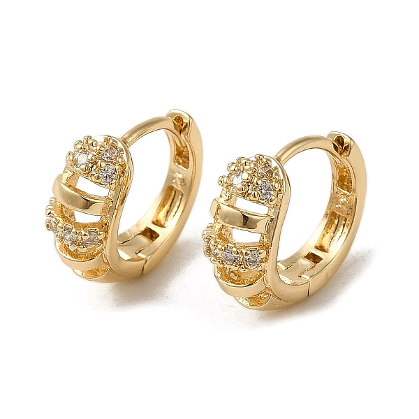 

PandaHall Brass Micro Pave Cubic Zirconia Hoop Earring, Light Gold, 14x6mm Brass Clear