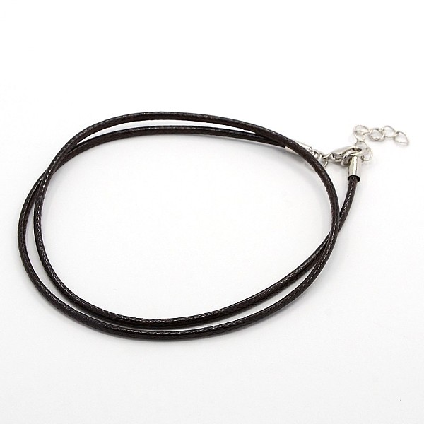 

PandaHall Waxed Cord Necklace Making, with Brass Lobster Claw Clasps and Brass Tail Chains, Black, 18 inch Waxed Cotton Cord Black