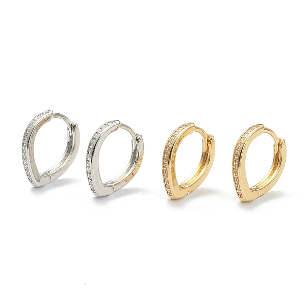

PandaHall Brass Micro Pave Clear Cubic Zirconia Huggie Hoop Earrings, Teardrop, Mixed Color, 16x14x2.5~2.7mm, Pin: 1mm Brass Teardrop Clear