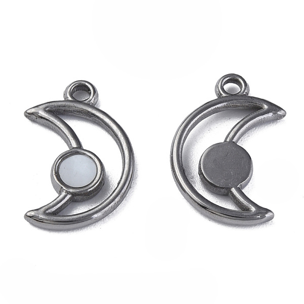 

PandaHall 304 Stainless Steel Pendants, with Natural White Shell, Moon, Stainless Steel Color, 18x12x2mm, Hole: 1.8mm Stainless Steel+Shell...