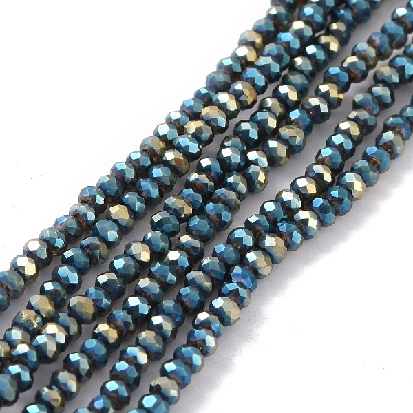 

PandaHall Electroplate Glass Beads Strands, Full Plated, Faceted, Rondelle, Coffee, 2.5x1.5~2mm, Hole: 0.5mm, about 185~190pcs/strand, 13.7..., Brown