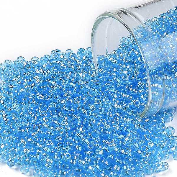

PandaHall TOHO Round Seed Beads, Japanese Seed Beads, (163) Transparent AB Aqua, 11/0, 2.2mm, Hole: 0.8mm, about 5555pcs/50g Glass Cyan