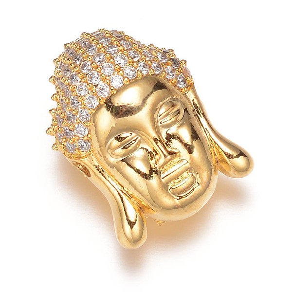 

PandaHall Buddha Head Brass Micro Pave Cubic Zirconia Beads, Golden, 18x13x11mm, Hole: 1.5mm Brass+Cubic Zirconia Human