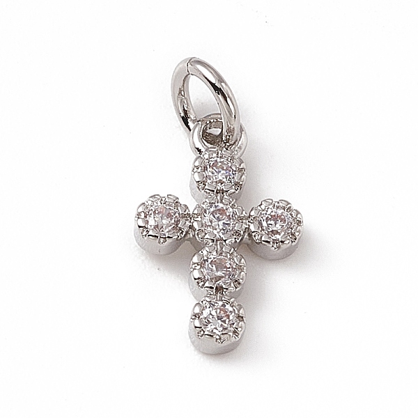 

PandaHall Brass Micro Pave Clear Cubic Zirconia Charms, with Open Jump Rings, Religion Cross, Platinum, 12x7.5x2mm, Jump Ring: 4.5x0.7mm...