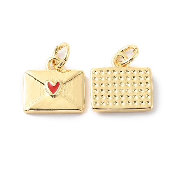 

PandaHall Rack Plating Brass Charms with Jump Ring, with Enamel, Long-Lasting Plated, Real 18K Gold Plated, Cadmium Free & Lead Free..., Red