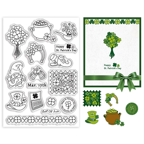 

PandaHall PVC Plastic Stamps, for DIY Scrapbooking, Photo Album Decorative, Cards Making, Stamp Sheets, Film Frame, Saint Patrick's Day...