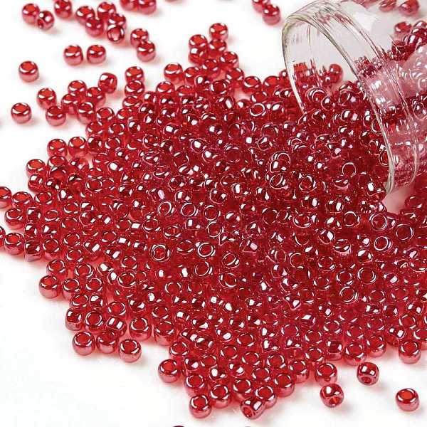 

PandaHall TOHO Round Seed Beads, Japanese Seed Beads, (109B) Siam Ruby Transparent Luster, 8/0, 3mm, Hole: 1mm, about 1110pcs/50g Glass Red