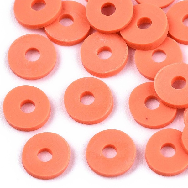 PandaHall Handmade Polymer Clay Beads, for DIY Jewelry Crafts Supplies, Disc/Flat Round, Heishi Beads, Tomato, 8x1mm, Hole: 2mm, about...