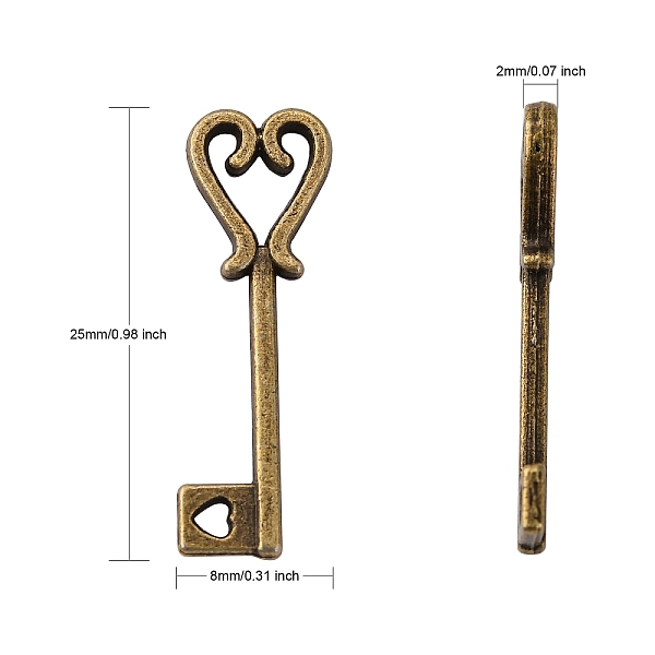 

PandaHall Tibetan Silver Antique Bronze Tone Especial Key Charms Pendants, Lead Free and Nickel Free, Size: about 25mm long, 8mm wide, 2mm...