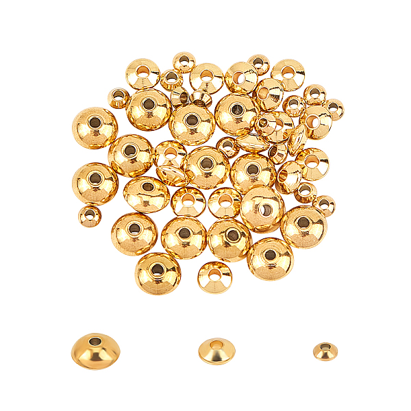 

PandaHall UNICRAFTALE 48pcs 4mm/6mm/8mm Flat Round Spacer Beads 304 Stainless Steel Loose Beads Small Hole Spacer Beads Golden Beads Finding...