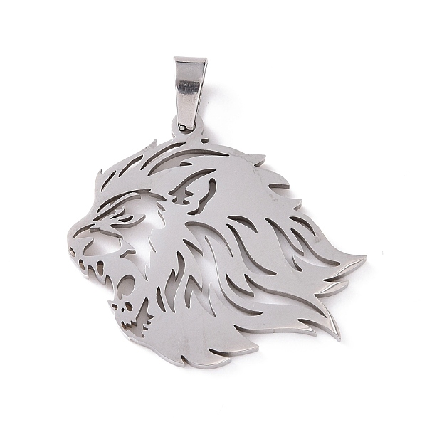

PandaHall Hollow 201 Stainless Steel Pendants, Lion Charms, Stainless Steel Color, 30x34x2mm, Hole: 4x6mm 201 Stainless Steel Lion