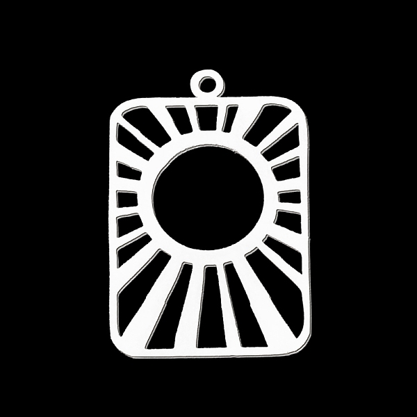 

PandaHall 201 Stainless Steel Pendants, Laser Cut, Sunburst, Stainless Steel Color, 27.5x18.5x1mm, Hole: 1.6mm 201 Stainless Steel Rectangle