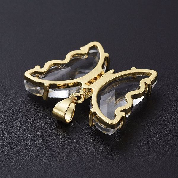 

PandaHall Brass Micro Pave Clear Cubic Zirconia Pendants, with Glass, Butterfly, Golden, Clear, 20x26.5x5mm Brass+Glass Butterfly Clear