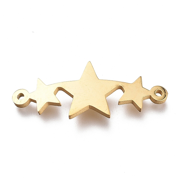 

PandaHall 304 Stainless Steel Links Connectors, Laser Cut, 3 Star in a Row, Golden, 10x24x1mm, Hole: 1mm 304 Stainless Steel Star