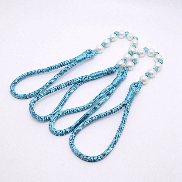 

PandaHall Polyester Curtain Tiebacks, with Round Plastic Beads, Deep Sky Blue, 71.5x0.9cm Polyester Round