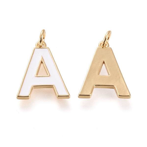 

PandaHall Brass Enamel Pendants, with Jump Ring, Long-Lasting Plated, Real 18K Gold Plated, Letter.A, White, Letter.A, A: 18x14x1.8mm, Jump...