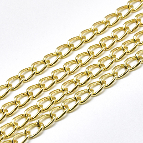 

PandaHall Aluminium Curb Chains, with Spool, Unwelded, Light Gold, 7x4x1mm, about 164.04 Feet(50m)/roll Aluminum
