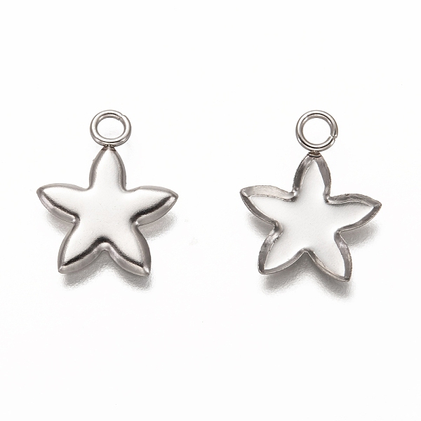 

PandaHall 304 Stainless Steel Pendant Cabochon Settings, Plain Edge Bezel Cups, Star, Stainless Steel Color, Tray: 9x11.5mm, 16x13x1mm, Hole...