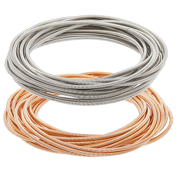 

PandaHall BENECREAT 32Pcs 2 Colors Guitar String Coil Bracelet, Steel Round Spring Chain Stretch Bracelets for Women, Golden & Stainless...