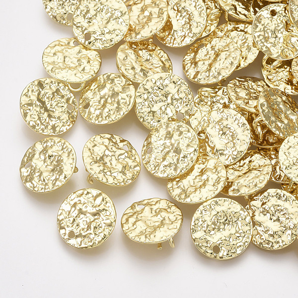 

PandaHall Alloy Links connectors, with Loop, Bumpy, Flat Round, Light Gold, 12x1mm, Hole: 1.2~2mm Alloy Flat Round