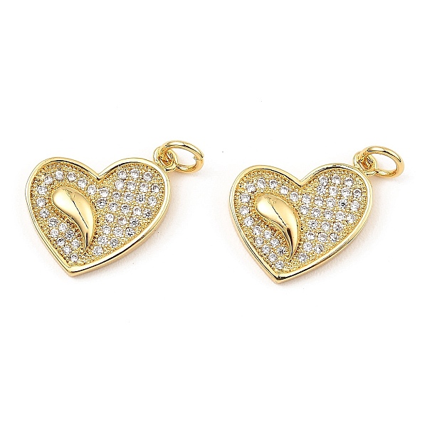 PandaHall Rack Plating Brass Micro Pave Clear Cubic Zirconia Pendants, Heart, Real 16K Gold Plated, 17.5x13.5x3mm Brass+Cubic Zirconia Heart...