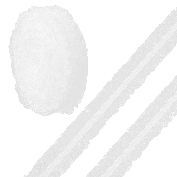 

PandaHall Lace Trim, Polyester Lace Ribbon Edge Trimmings, for Sewing and Bridal Wedding Decoration, 25x1mm Polyester Flat White