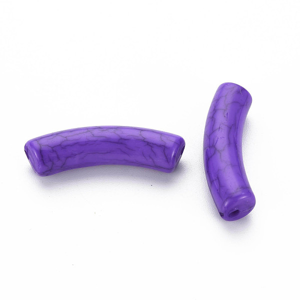 

PandaHall Opaque Crackle Acrylic Beads, Curved Tube, Blue Violet, 32x10x8mm, Hole: 1.8mm, about 330pcs/500g Acrylic Tube