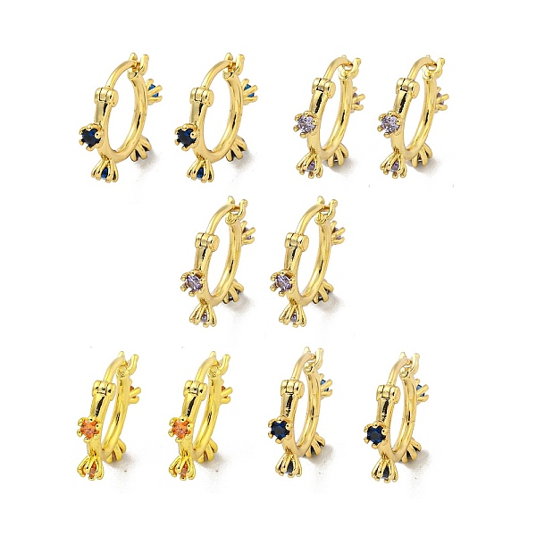 

PandaHall Brass Micro Pave Cubic Zirconia Hoop Earring, Real 18K Gold Plated, Mixed Color, 13.5x3mm Brass Ring Multicolor