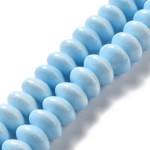 

PandaHall Handmade Pearlized Porcelain Beads, Flat Round, Light Sky Blue, 12x7mm, Hole: 1.6mm, about 45pcs/strand, 12.40''(31.5cm) Porcelain...