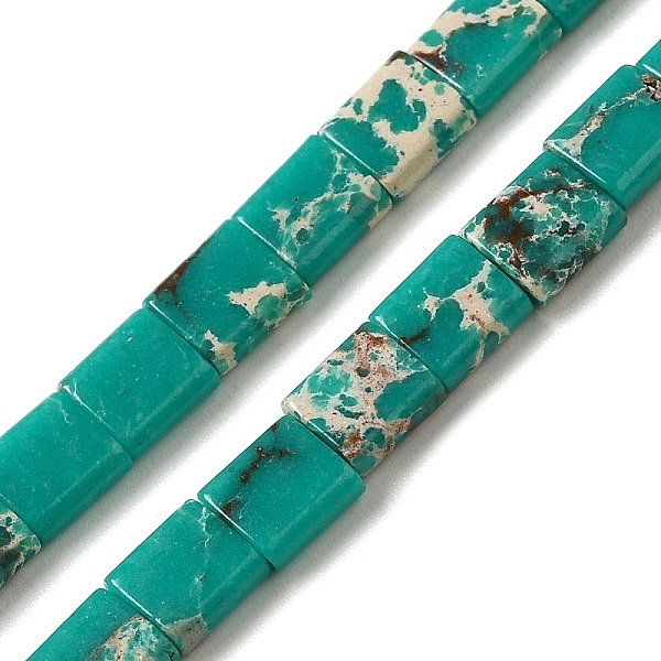 

PandaHall Synthetic Imperial Jasper Beads Strands, 2-Hole, Rectangle, Sea Green, 5.5~6x5x2.5mm, Hole: 0.9mm, about 69~70pcs/strand...