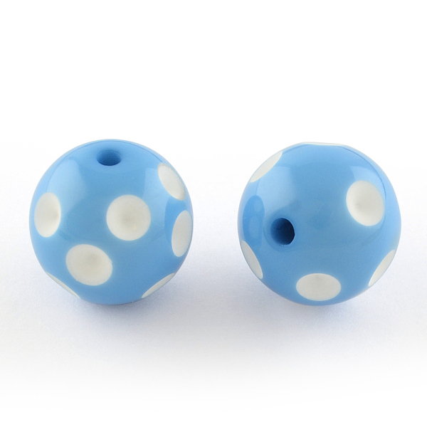 

PandaHall Chunky Bubblegum Acrylic Beads, Round with Polka Dot Pattern, Cornflower Blue, 20x19mm, Hole: 2.5mm, Fit for 5mm Rhinestone...