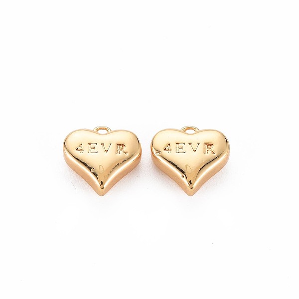 

PandaHall Brass Charms, Nickel Free, for Valentine's Day, Heart with Word 4EVR(Representing Forever), Real 18K Gold Plated, 9.5x10x4mm, Hole...