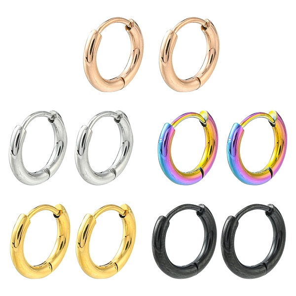 

PandaHall 5 Pairs 5 Colors 304 Stainless Steel Huggie Hoop Earrings, Manual Polishing Earrings for Women, Mixed Color, 12 Gauge, 12x2mm, Pin...