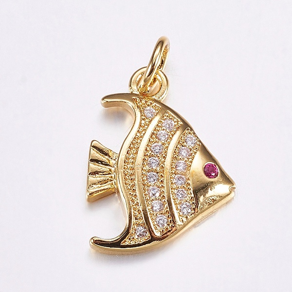 

PandaHall Brass Micro Pave Cubic Zirconia Pendants, Long-Lasting Plated, Real 18K Gold Plated, Fish, 17x12x3mm, Hole: 3mm Brass+Cubic..., Clear
