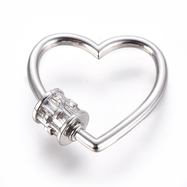

PandaHall Brass Micro Pave Cubic Zirconia Screw Carabiner Lock Charms, for Necklaces Making, Heart, Clear, Platinum, 23x23x2~5.5mm Brass...