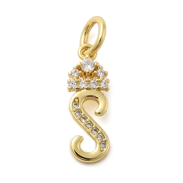 

PandaHall Brass Micro Pave Cubic Zirconia Pendants, with Jump Ring, Letter S, 17x6x2mm, Ring: 6x1mm, Inner Diameter: 4mm Brass+Cubic..., Clear