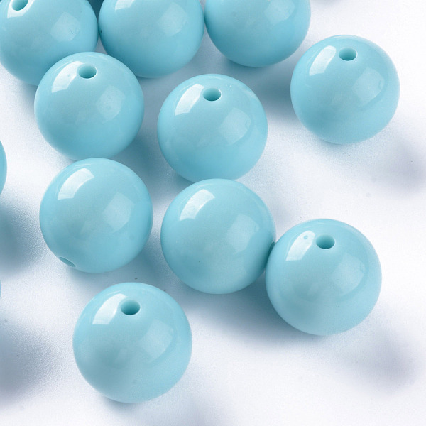 

PandaHall Opaque Acrylic Beads, Round, Sky Blue, 20x19mm, Hole: 3mm, about 111pcs/500g Acrylic Round