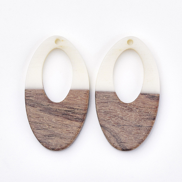 

PandaHall Resin & Walnut Wood Pendants, Oval, White, 38x21x4mm, Hole: 1.6mm Resin+Wood Oval White