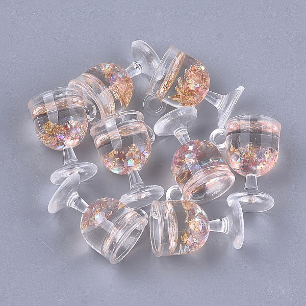 

PandaHall Resin Cup Pendants, with Gold Foil, Wine Glass, PeachPuff, 18~18.5x15x12mm, Hole: 2.5mm Resin Tableware Brown