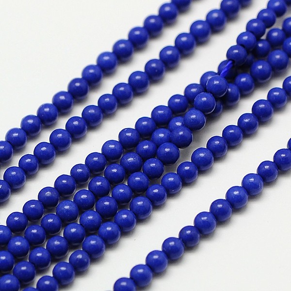 

PandaHall Synthetic Lapis Lazuli Bead Strands, Round, 3mm, Hole: 0.8mm, about 126pcs/strand, 16 inch Lapis Lazuli Round