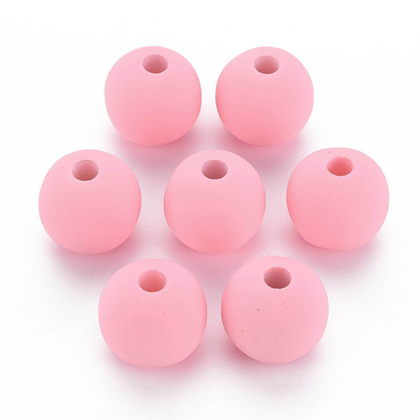 

PandaHall Rubberized Style Acrylic Beads, Round, Pink, 15.5x14.5mm, Hole: 3.5mm Acrylic Round Pink