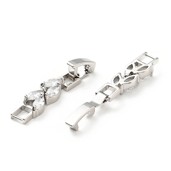 

PandaHall Rack Plating Brass Clear Cubic Zirconia Watch Band Clasps, Cadmium Free & Lead Free, Long-Lasting Plated, Leaf, Platinum, 32x6x4mm...