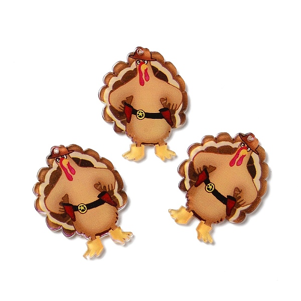

PandaHall Thanksgiving Day Translucent Resin Pendants, Turkey Charms, Sandy Brown, 47x35x2mm, Hole: 1.4mm Resin Other Animal