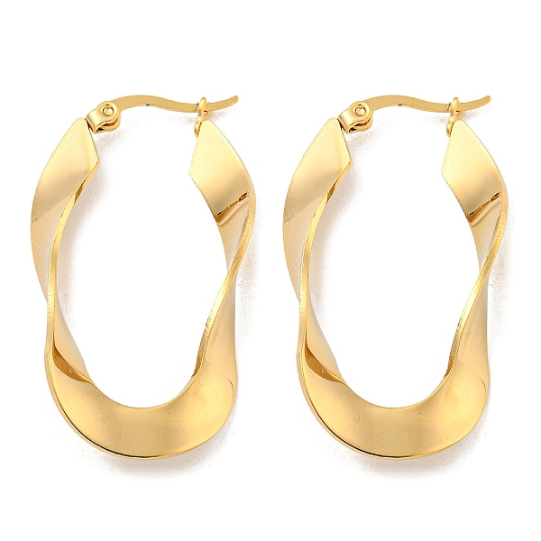 

PandaHall 202 Stainless Steel Irregular Oval Hoop Earring, with 304 Stainless Steel Pins for Women, Golden, 42x5.5mm 202 Stainless Steel
