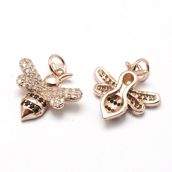 

PandaHall Brass Micro Pave Grade AAA Cubic Zirconia Charms, Bees, Lead Free & Nickel Free & Cadmium Free, Real Rose Gold Plated, 15.5x16x3mm...