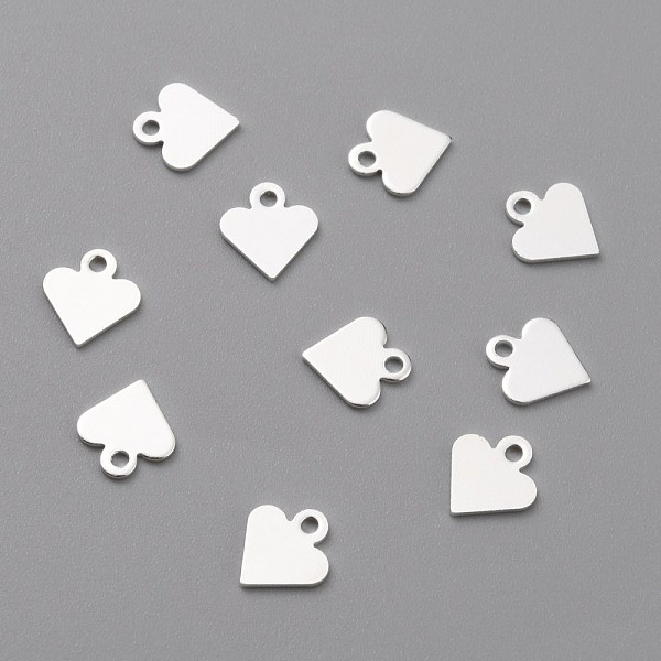 

PandaHall Brass Charms, Heart, 925 Sterling Silver Plated, 7x6x0.4mm, Hole: 0.9mm Brass Heart