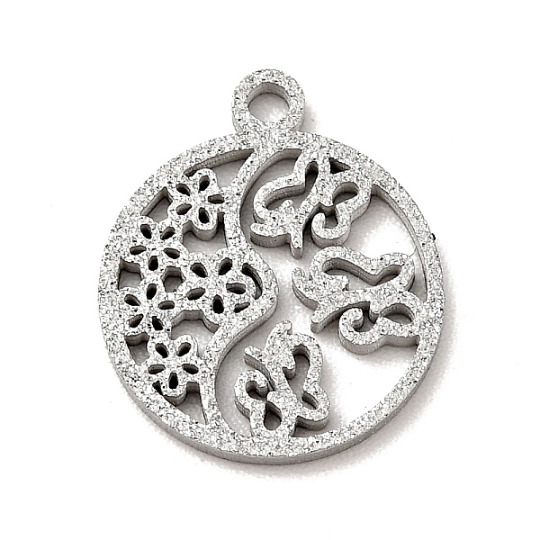 

PandaHall 304 Stainless Steel Textured Pendants, Hollow, Flat Round with Butterfly & Flower, Stainless Steel Color, 14x12x1mm, Hole: 1.2mm...